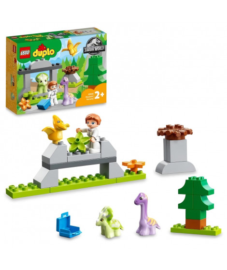 LEGO 10938 DUPLO La Nurserie des Dinosaures Jouet avec Figurines des 2 ans, Tricératops, Ptéranodon et Brachiosaure, Idée Cadeau
