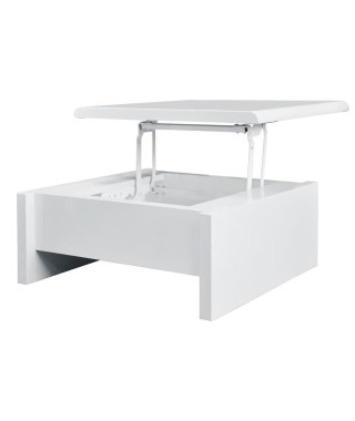 Table basse relevable - Blanc laqué - L 75 x P 75 x H 35 - KARL