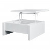 Table basse relevable - Blanc laqué - L 75 x P 75 x H 35 - KARL