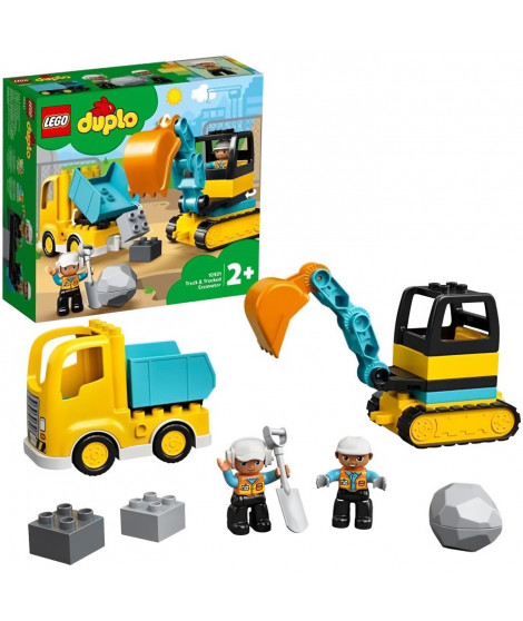 LEGO 10931 DUPLO Le Camion Et La Pelleteuse, Engin de chantier Jouet Pour Les Enfants De 2 ans et +