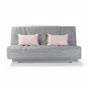 COMFORT BULTEX Banquette clic clac - Tissu Gris + Coussins déco rose - L193 x P9