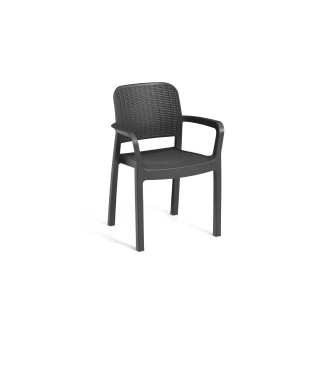 Lot de 6 fauteuils de jardin en résine aspect rotin tressé gris graphite - Allibert by KETER Bella