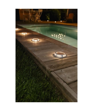 Spot solaire sol alu 15 lumens blanc chaud