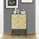 Bahut haut 2 portes - MDF et pieds métal noir - L 80 x P 40 x H 122 - BROOKLYN