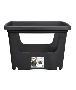 ELHO - Pot de fleurs -  Green Basics Stack & Grow Large - Living Noir - Extérieur - L 35.1 x W 50.9 x H 35.7 cm