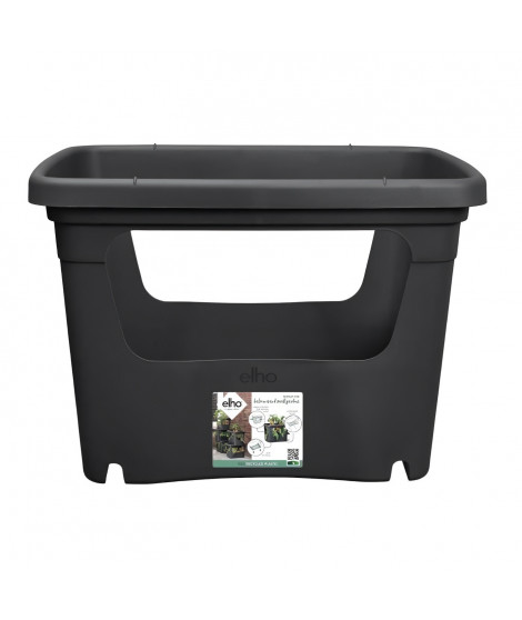 ELHO - Pot de fleurs -  Green Basics Stack & Grow Large - Living Noir - Extérieur - L 35.1 x W 50.9 x H 35.7 cm