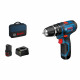 Perceuse a percussion Bosch Professional GSB 12V-15 + 2 batteries 2,0Ah + Chargeur AL 12V-20 - 06019B690H