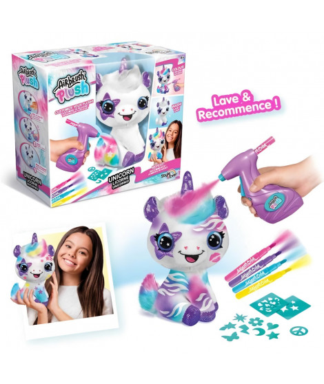 Peluche a personnaliser Licorne - Airbrush électrique avec pochoirs et feutres - Canal Toys