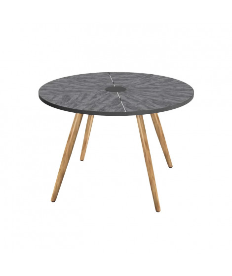 Table de jardin ronde - Acier thermolaqué + nassilium en lamelles - Diametre 110 cm