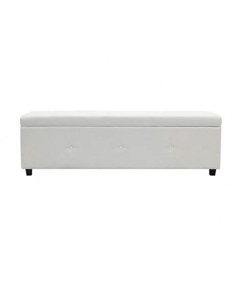 Banc coffre BOX - Simili blanc - L 160 cm - Rangement pratique et design