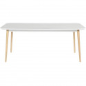 OTTO Table de séjour avec piétement en hévéa massif - Blanc laqué - L 180 x P 90 x H 75 cm