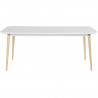 OTTO Table de séjour avec piétement en hévéa massif - Blanc laqué - L 180 x P 90 x H 75 cm