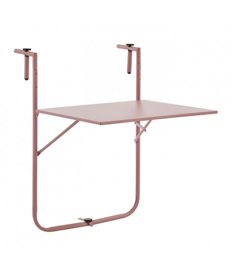 Table de balcon rabattable - Acier - 60 x 75 x 82-92 cm - Rose