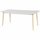 OTTO Table de séjour avec piétement en hévéa massif - Blanc laqué - L 180 x P 90 x H 75 cm