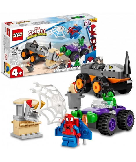 LEGO 10782 Marvel Spidey et Ses Amis Extraordinaires Le Combat Des Camions, Hulk contre le Rhino, Jouet Enfants +4 Ans