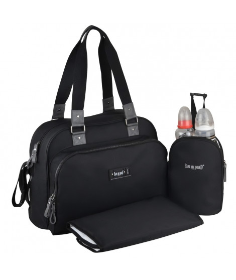 Baby on board- sac a langer - sac urban classic black - 2 compartiments a large ouverture zippée - 7 poches - sac repas - tap…