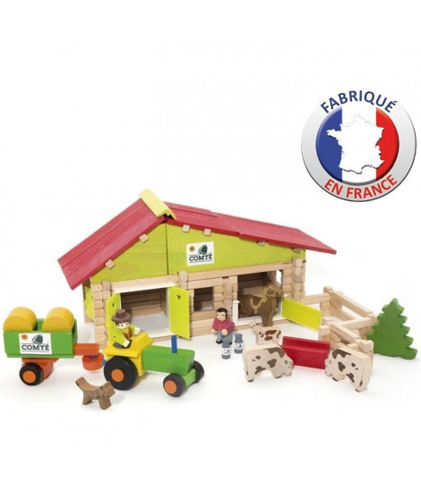 JEUJURA - Ferme en bois avec Tracteur et Animaux - 140 pcs