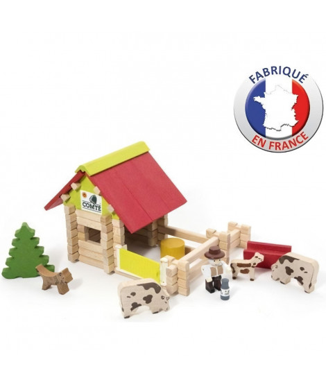 JEUJURA - Petite Ferme en bois Avec Animaux - 70 Pieces