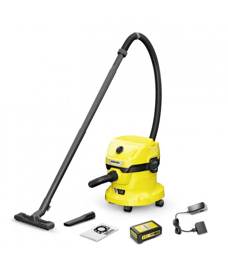 Aspirateur eau et poussieres KARCHER WD 2-18 V-12/18 sans fil (avec batterie amovilbe 18 V / 2,5 Ah et chargeur) - (1.628-501.0)