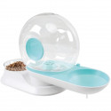 Distributeur de croquettes et d'eau avec filtre M.PETS SNAIL - 2800ml + 240gr - 28x24x25 cm - Blanc, Bleu et Transparent