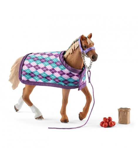 Schleich - Pur-sang anglais avec couverture - 42360