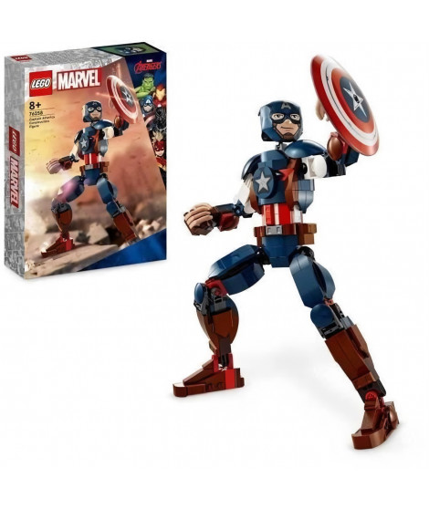 LEGO Marvel 76258 La Figurine de Captain America avec Bouclier, Jouet et Décoration Avengers