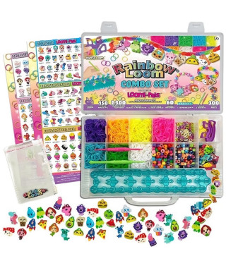 Bandai - Rainbow Loom Combo Set  Fabrication de bracelets - Métier a tisser avec 2300 élastiques  Charms et Perles - ? CD00102