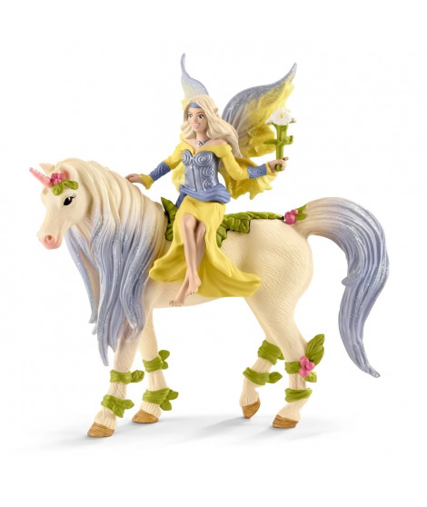 Figurine Schleich - Fée Sera avec sa licorne aux fleurs - Gamme bayala