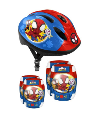 Casque + Coudieres/Genouilleres STAMP - Spidey pour enfant - Glisse urbaine