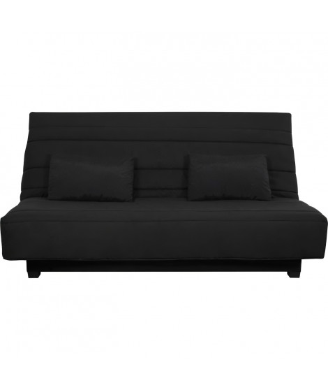 Banquette Clic clac 2 places REVEUR - Tissu noir - Matelas DUNLOPILLO - Couchage 188x128 cm