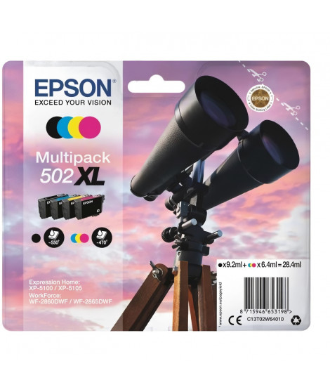EPSON Multipack 502 XL - Jumelles - Noir, Cyan, Jaune, Magenta (C13T02W64020)