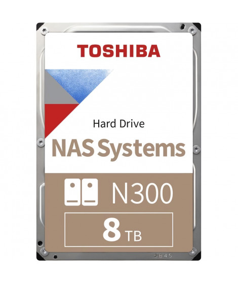 Disque Dur Interne - TOSHIBA - NAS N300 - 8To - 7200 tr/min - 3.5 Boite Retail (HDWG480EZSTA)