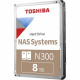 Disque Dur Interne - TOSHIBA - NAS N300 - 8To - 7200 tr/min - 3.5 Boite Retail (HDWG480EZSTA)