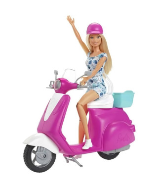 Barbie - Barbie Et Son Scooter - Poupée - 3 Ans Et +