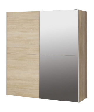 Armoire 2 portes coulissantes avec miroir - Chene sonoma - L 170,3 x P 61,2 x H 190,5 cm - ULOS