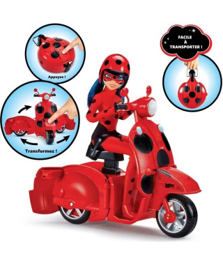 Scooter Miraculous Switch'n go + poupée articulée Ladybug Lucky Charm BANDAI 26 cm - P50668
