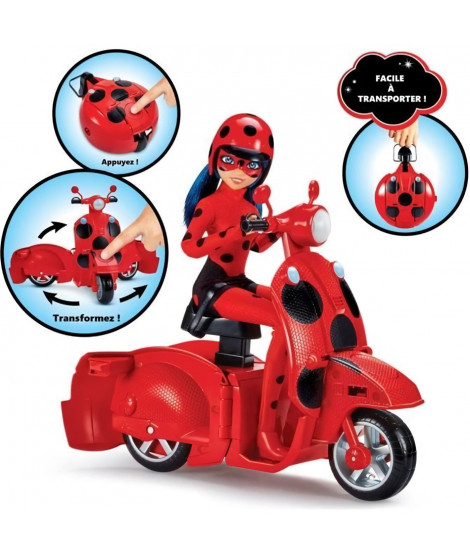 Scooter Miraculous Switch'n go + poupée articulée Ladybug Lucky Charm BANDAI 26 cm - P50668