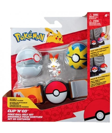 Ceinture Clip 'N' Go BANDAI - Pokémon - Flambino - 1 Quick Ball, 1 Premier Ball et 1 figurine 5 cm