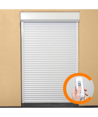 Volet roulant H220 cm x L120 cm PVC recoupable en largeur et hauteur - Manoeuvre électrique radio - Coloris Blanc -