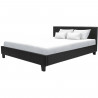 KANSAS Lit adulte 160x200 cm - Simili noir - Sommier inclus