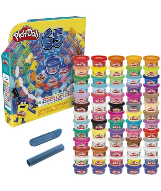 Play-Doh Coffret 65 ans, pack 65 pots de 28 grammes de pâte a modeler aux couleurs assorties pour enfants, des 3 ans