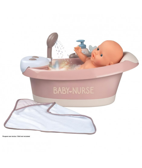 Baignoire balnéo pour poupon jusqu'a 42 cm - Smoby Baby Nurse - Jets d'eau et bulles - Lumieres LED