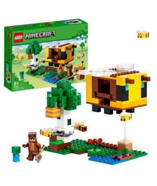 LEGO Minecraft 21241 La Cabane Abeille, Jouet, Ferme avec Maison, Zombie et Figurines Animaux