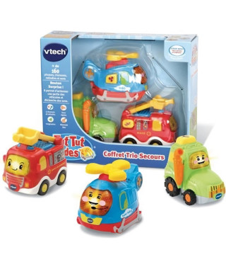 Coffret Trio Secours - VTECH - Tut Tut Bolides - Camion de pompiers, tracteur et hélico - 1 a 5 ans