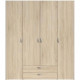 Armoire VARIA - Décor chene - 4 portes battantes + 2 tiroirs  - L 160 x H 185 x P 51 cm - PARISOT