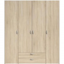 Armoire VARIA - Décor chene - 4 portes battantes + 2 tiroirs  - L 160 x H 185 x P 51 cm - PARISOT