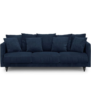 Canapé droit fixe 4 places - Tissu bleu - Classique - L 212 x P 93 cm - CONSTANCE