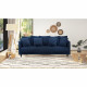 Canapé droit fixe 4 places - Tissu bleu - Classique - L 212 x P 93 cm - CONSTANCE