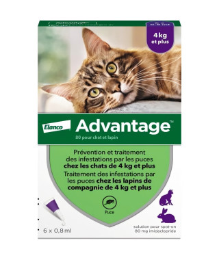 Advantage Solution Antipuce Chat Lapin +4kg 6 pipettes