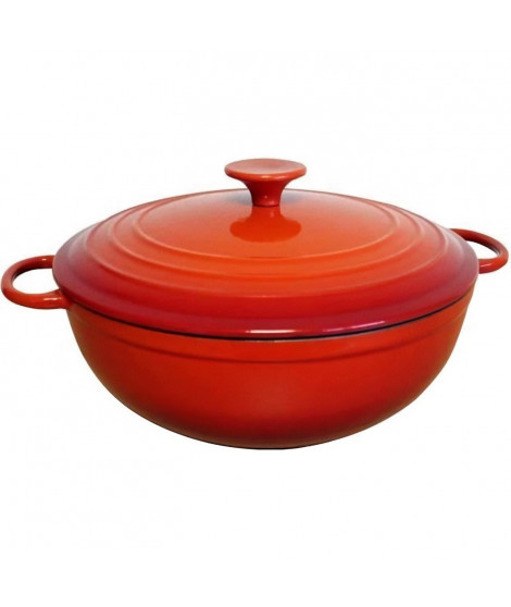 BAUMALU Cocotte fonte ronde basse - 26 cm - Rouge dégradé Tradition